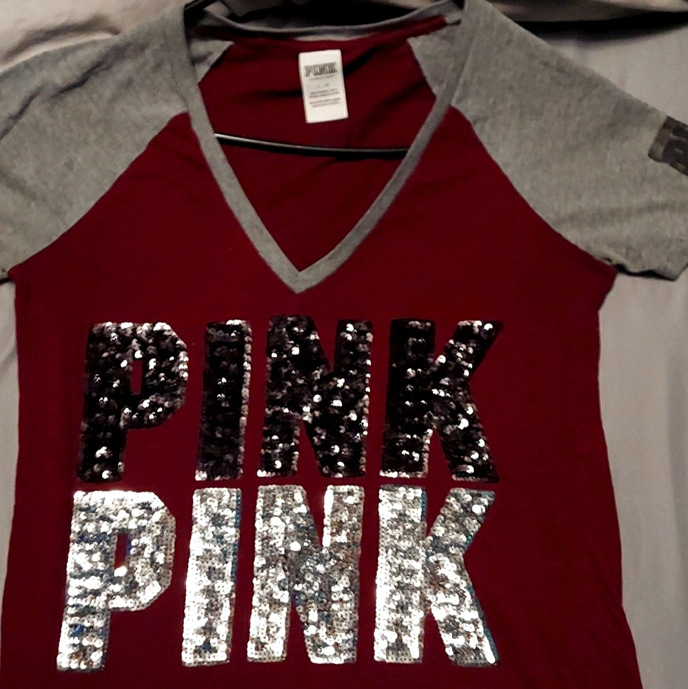 VS PINK, Maroon Sequined Top
